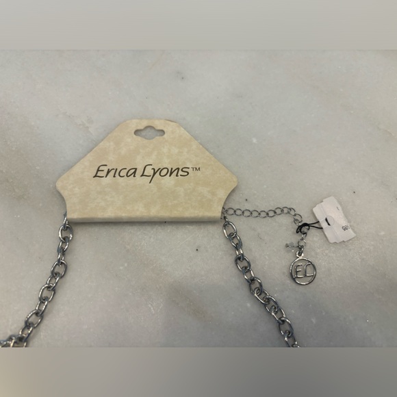 Silver necklace NWT. Three linked strands.  Adjustable length. Erica Lyons - Picture 3 of 4